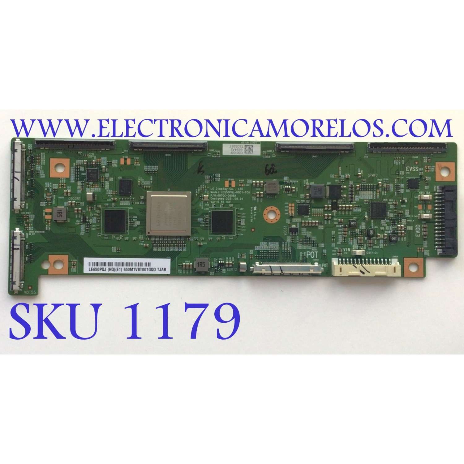 T-CON PARA TV LG OLED / NUMERO DE PARTE 6894A / 6871L-6894A / 6870C-0908A / LE550PQL-HQD1-TCA / PANEL AC650AQL CQA1_RS / DISPLAY LE650PQJ (HQ)(E1) / MODELOS OLED65G2PUA / OLED65C2PUA / OLED65G2PUA.DUSQLJR / OLED65C2PUA.DUSQLJR
